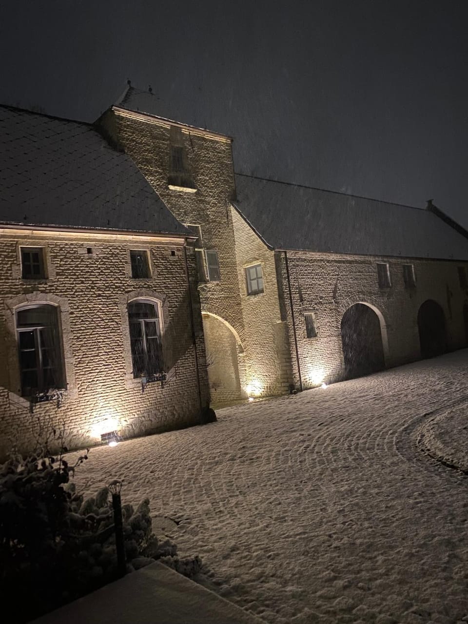 Property building, Night, Winter