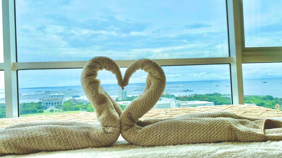 Bed, Natural landscape, Bedroom, Sea view