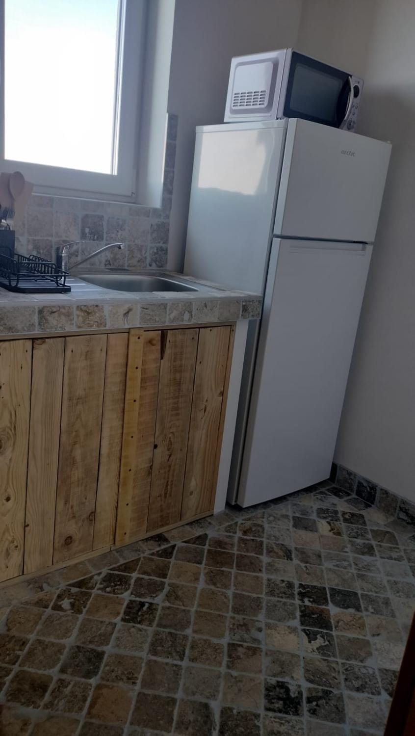 Kitchen or kitchenette, oven