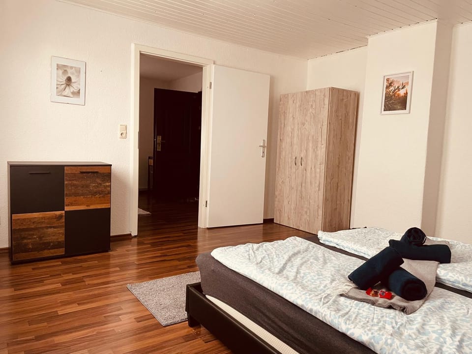 Bed, Photo of the whole room, Bedroom, towels, wardrobe