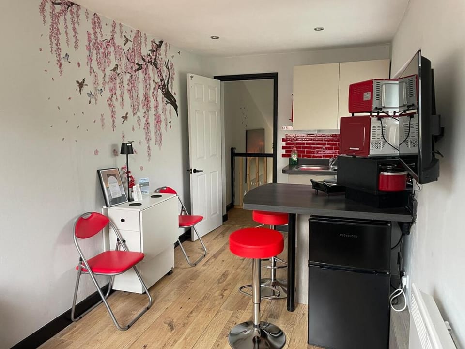 Kitchen or kitchenette, Dining area, oven, stove, toaster