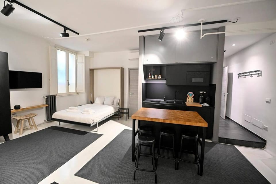 Bed, Living room, Dining area