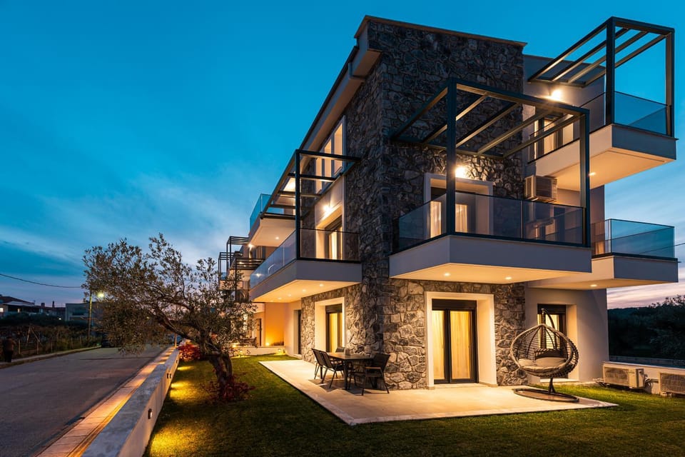 Property building, Night, Garden view