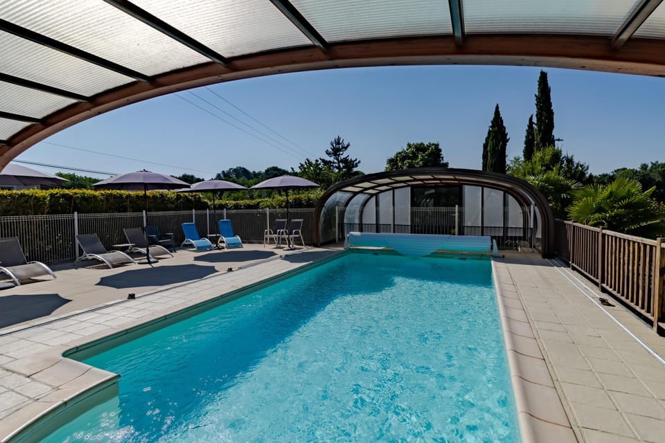 Property building, Living room, Swimming pool