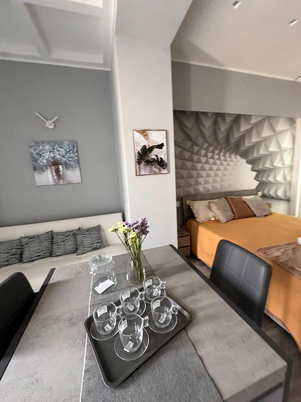 Bed, Living room, Bedroom