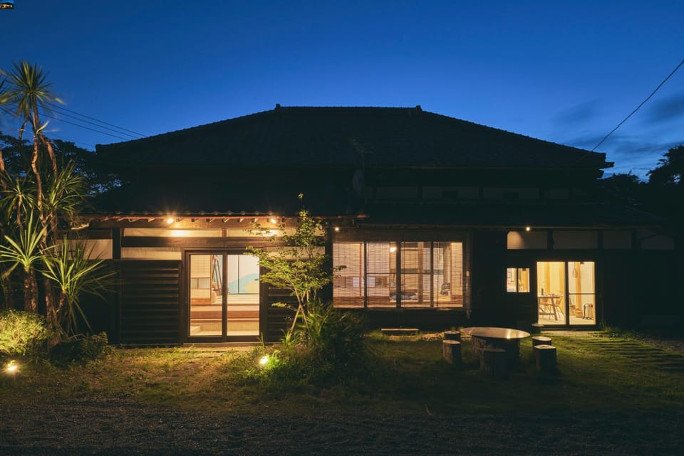 Property building, Night, Garden, Garden view