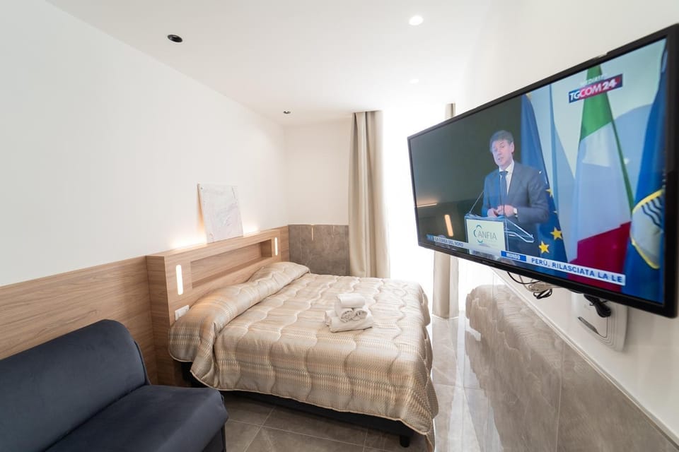 Bed, TV and multimedia, Living room, Photo of the whole room, Seating area, Evening entertainment, Bedroom