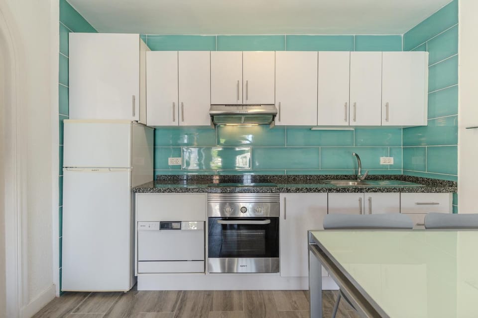 Kitchen or kitchenette, dishwasher, oven, stove, toaster