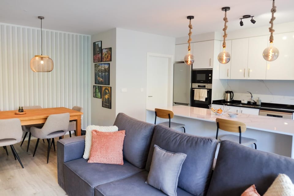 Kitchen or kitchenette, Living room, Seating area