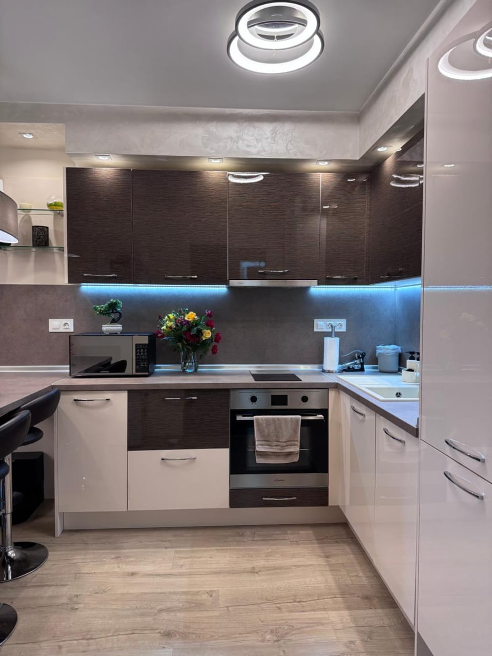 Kitchen or kitchenette, dishwasher, oven, stove, toaster