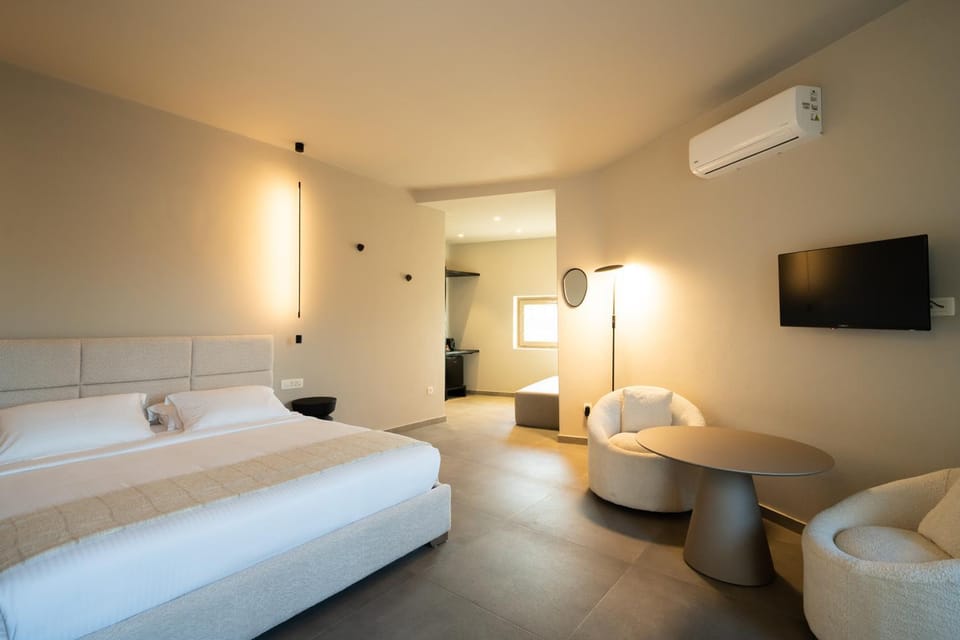 Bed, TV and multimedia, Living room, Photo of the whole room, Seating area, Bedroom, air conditioner