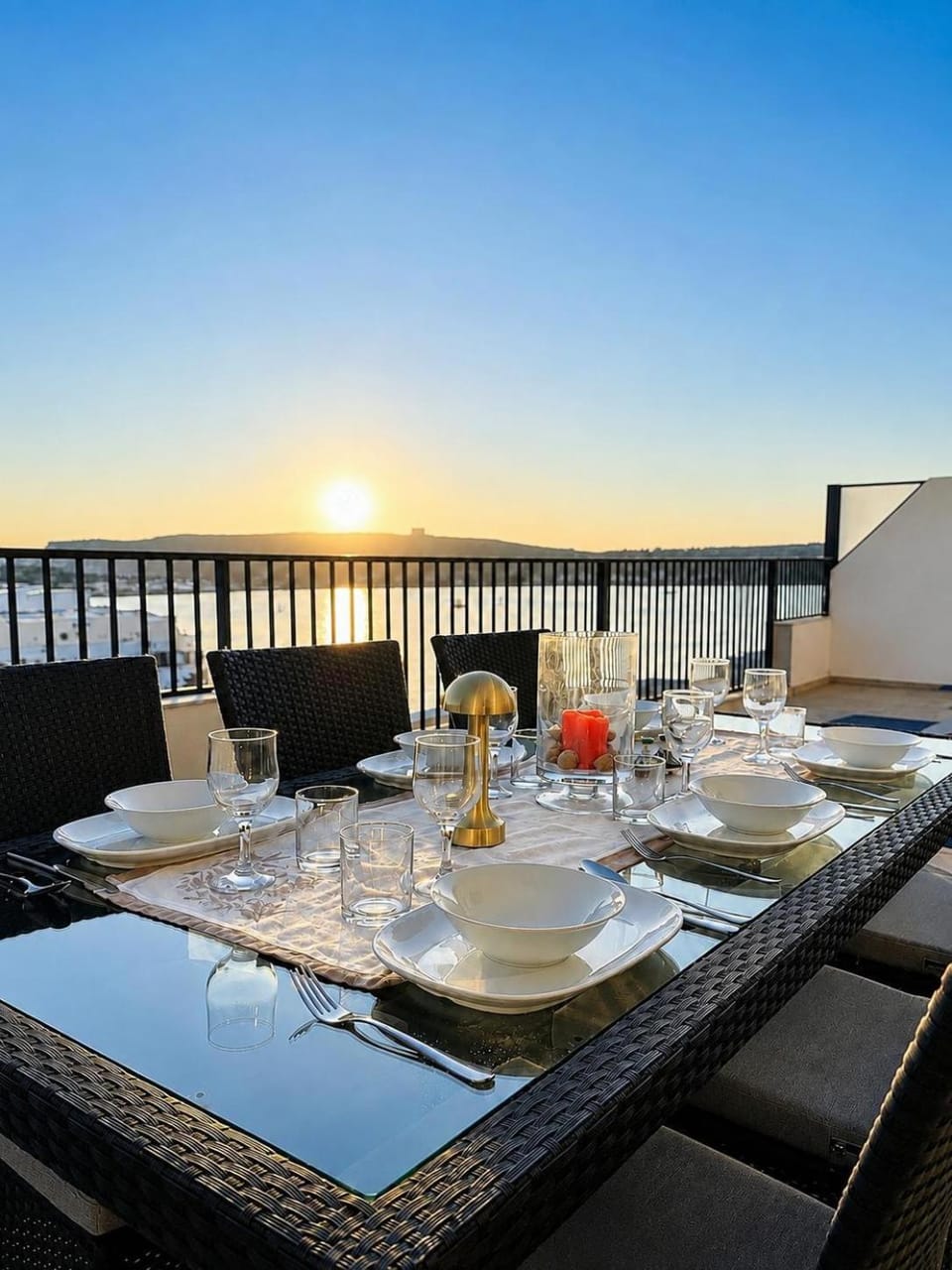 Natural landscape, View (from property/room), Balcony/Terrace, Balcony/Terrace, Sea view, Sunset