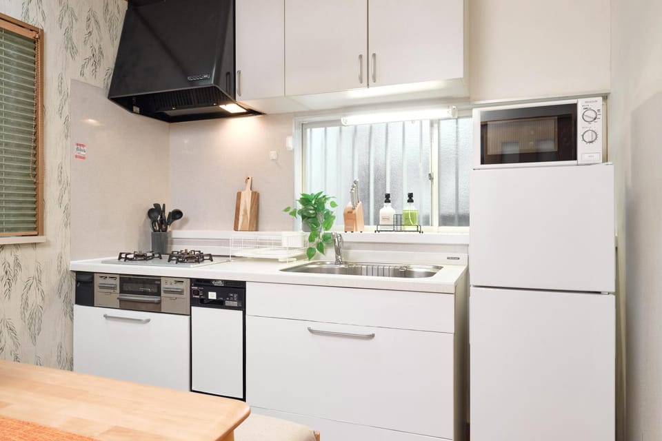 Kitchen or kitchenette, stove