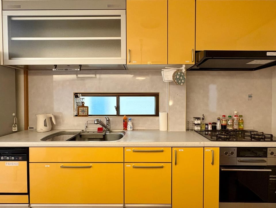 Kitchen or kitchenette, dishwasher, stove