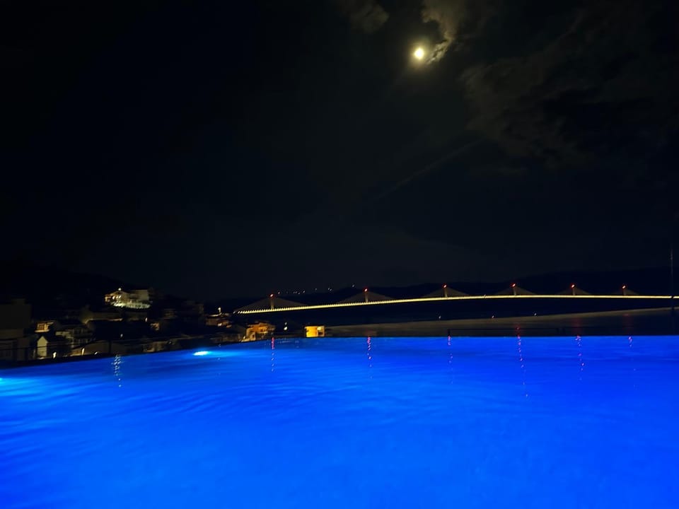 Night, Pool view, Swimming pool