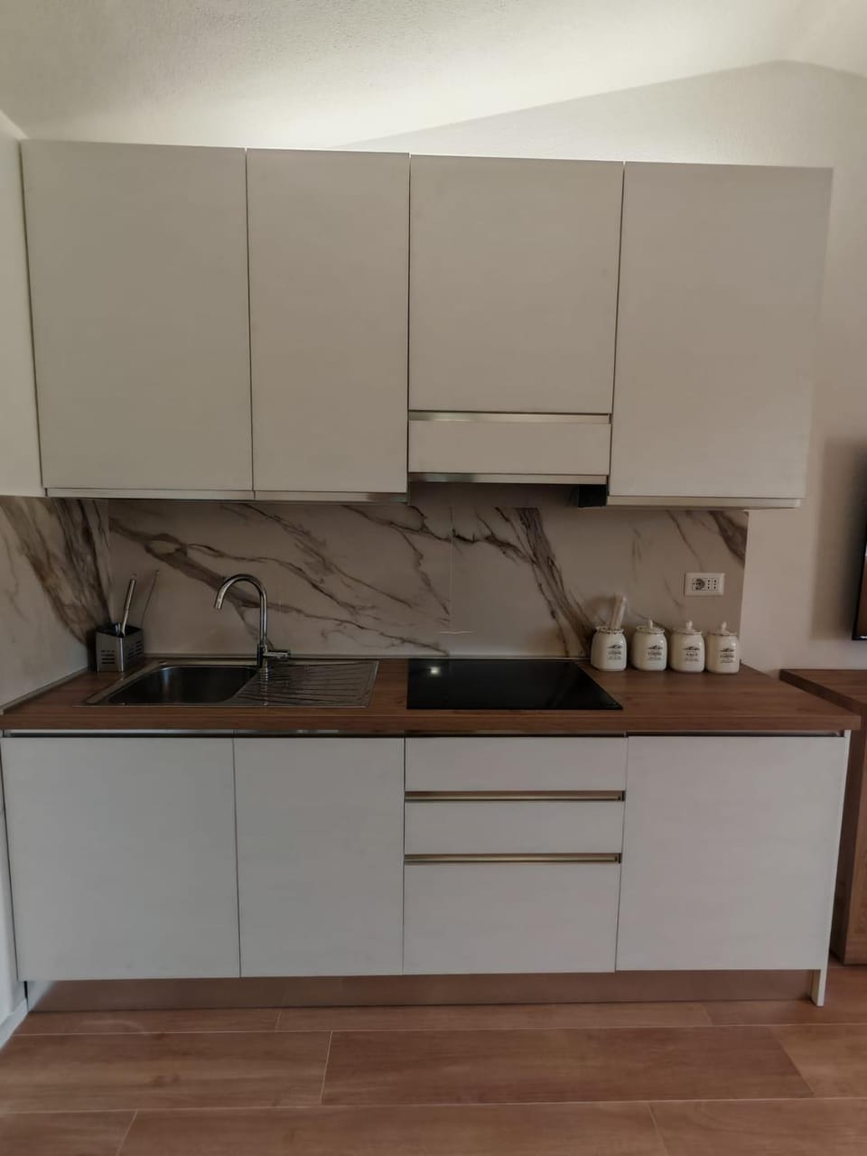 Kitchen or kitchenette, stove