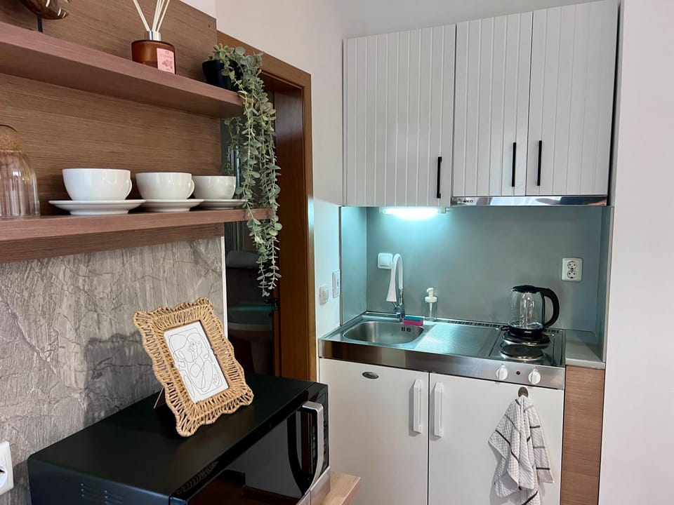 Coffee/tea facilities, Kitchen or kitchenette, stove
