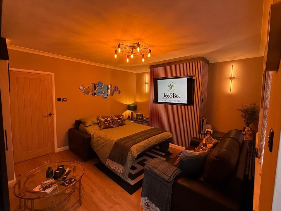 Communal lounge/ TV room, Bed, TV and multimedia, Living room, Photo of the whole room, Seating area, Evening entertainment, Bedroom