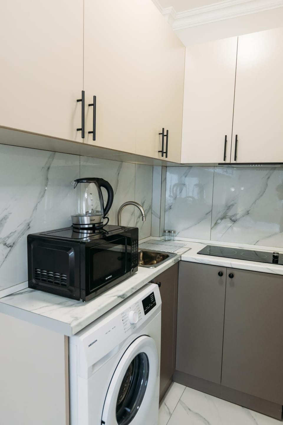 Kitchen or kitchenette, stove