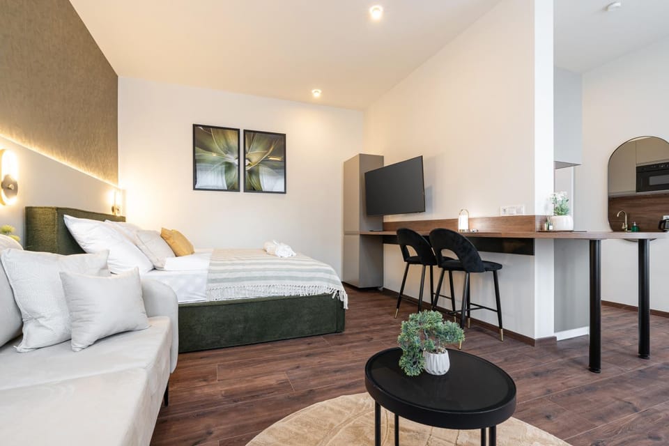 Bed, TV and multimedia, Living room, Photo of the whole room, Seating area, Bedroom