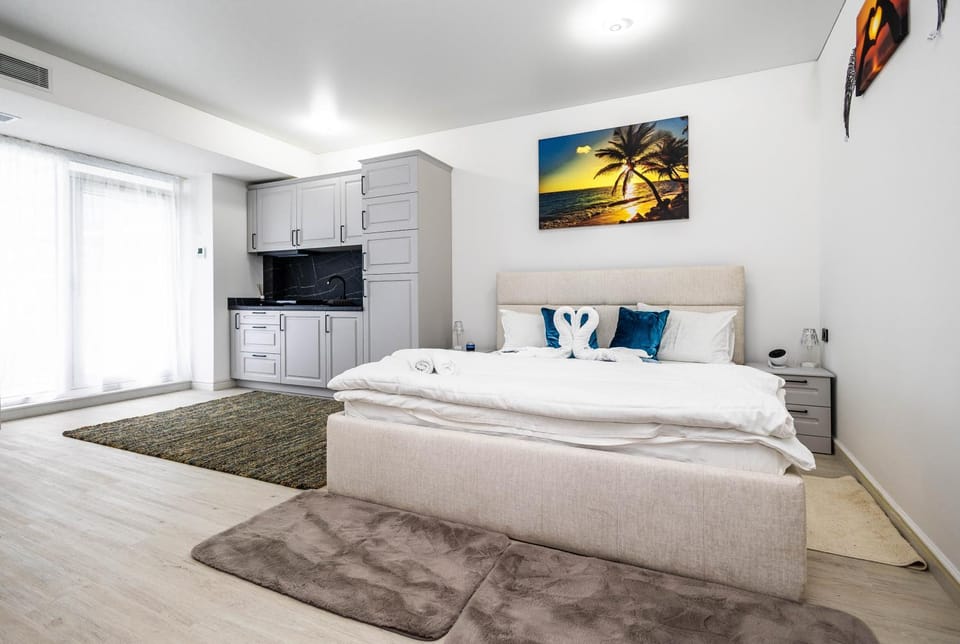 Bed, TV and multimedia, Kitchen or kitchenette, Photo of the whole room, Bedroom, towels