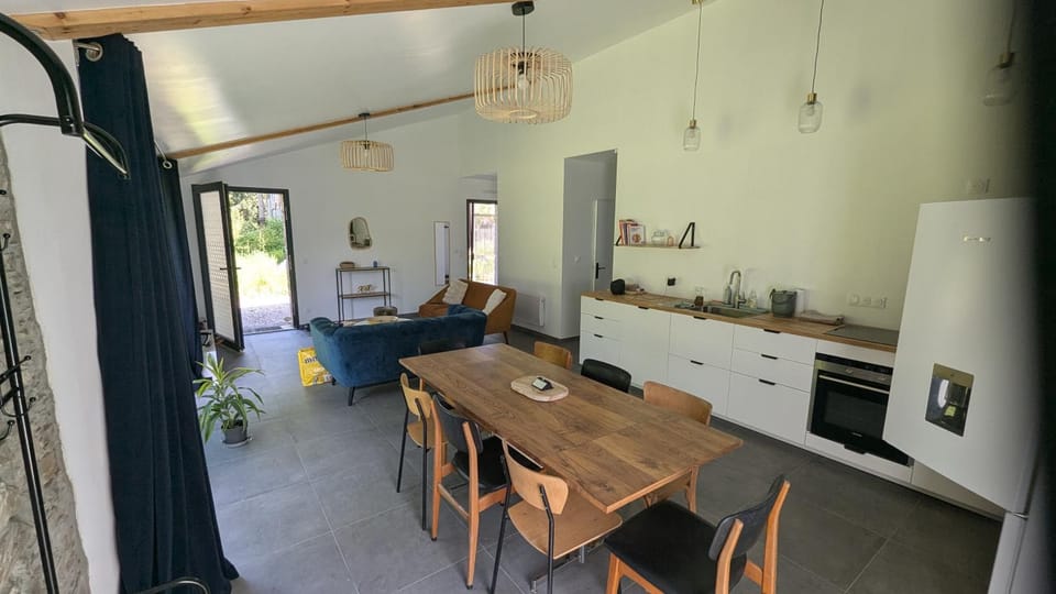 Kitchen or kitchenette, Living room, Seating area, Dining area, oven, stove