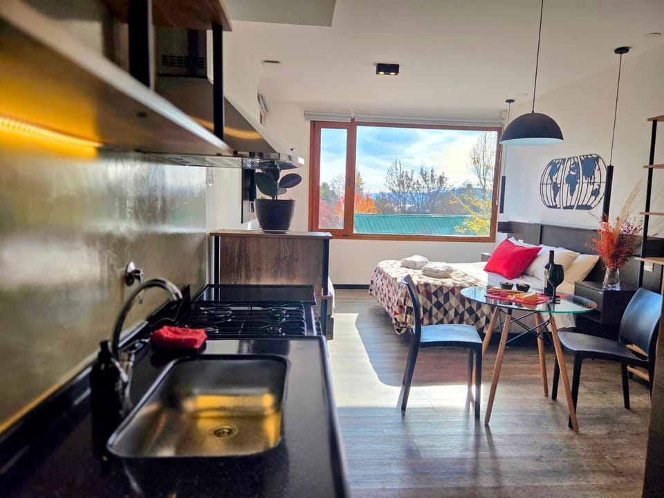 Kitchen or kitchenette, Seating area, Dining area, stove