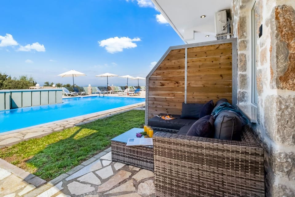 Property building, Living room, Swimming pool