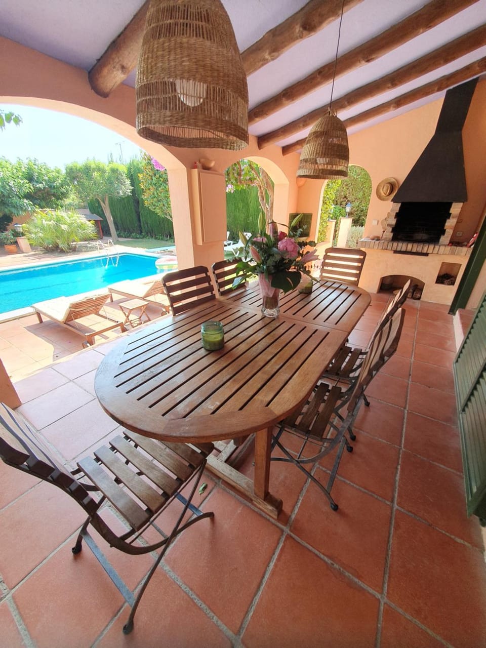 Patio, Day, View (from property/room), Balcony/Terrace, Living room, Seating area, Dining area, Pool view, Swimming pool, sunbed