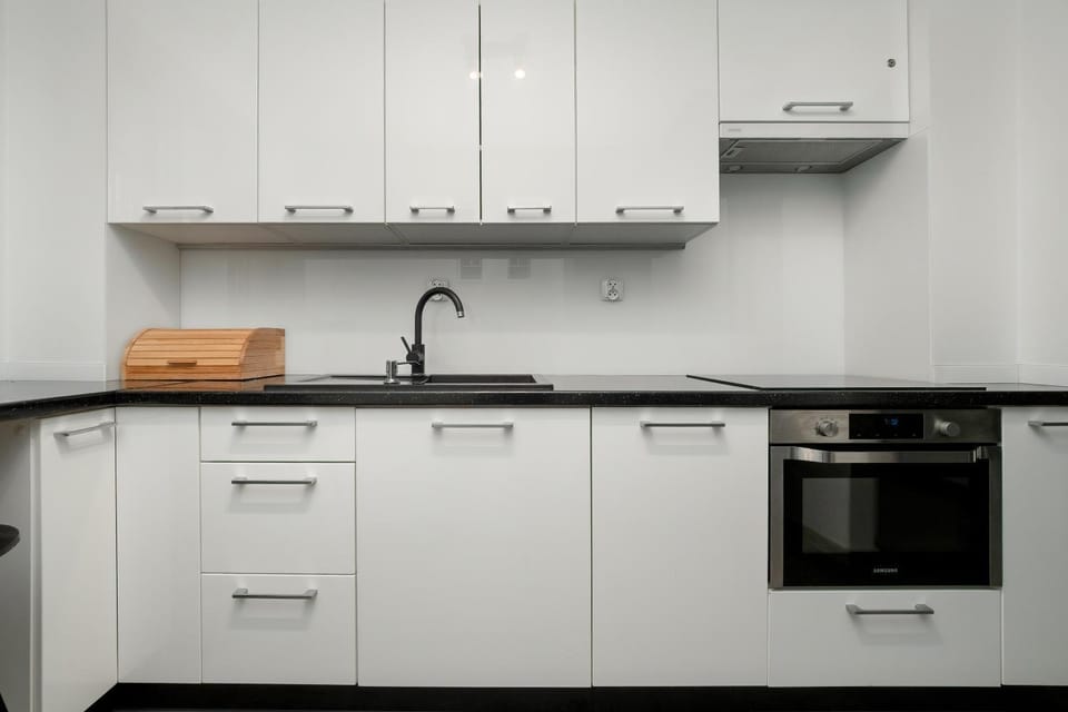 Kitchen or kitchenette, stove