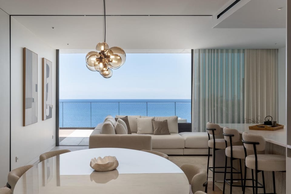 Living room, Seating area, Dining area, Sea view