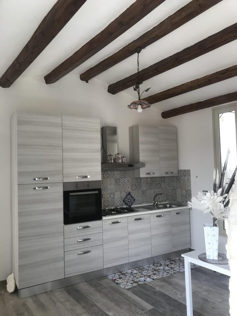 Kitchen or kitchenette, stove