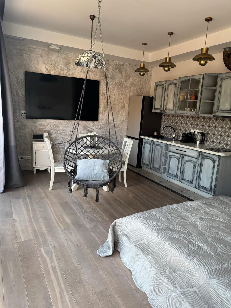 Kitchen or kitchenette, Living room, Dining area