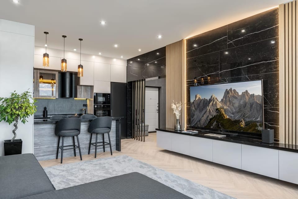 Communal lounge/ TV room, TV and multimedia, Kitchen or kitchenette, Living room, Seating area, oven