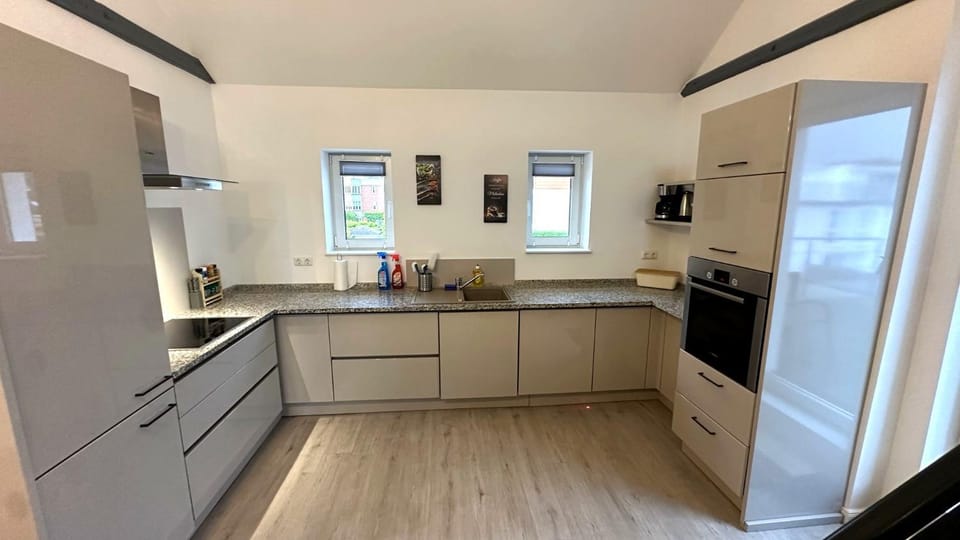 Kitchen or kitchenette, dishwasher, oven, stove