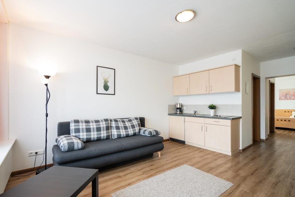 Kitchen or kitchenette, Living room, Seating area