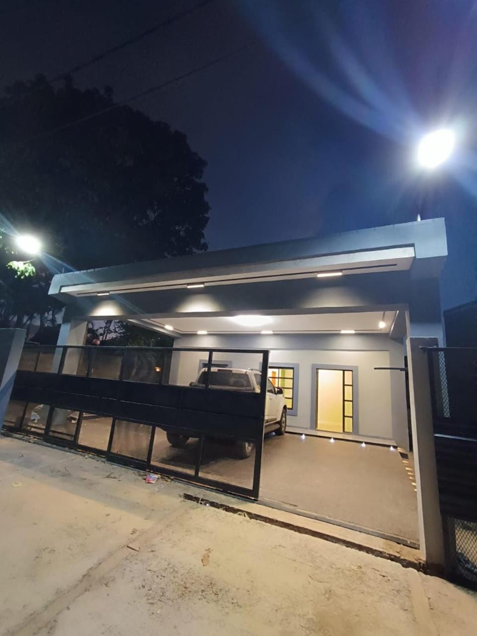 Property building, Night, Parking