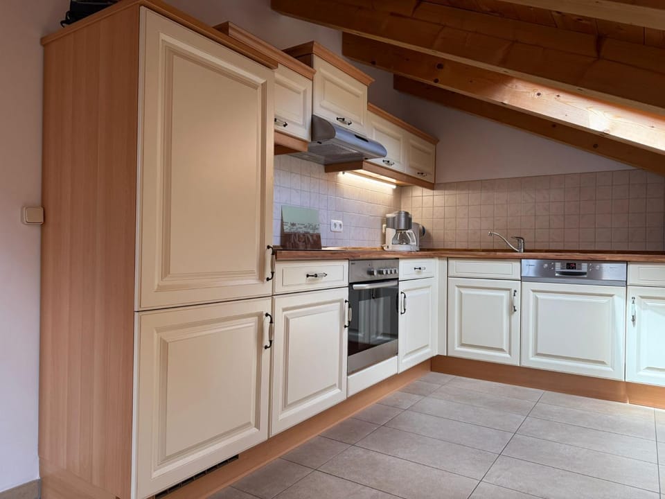 Kitchen or kitchenette, dishwasher, stove