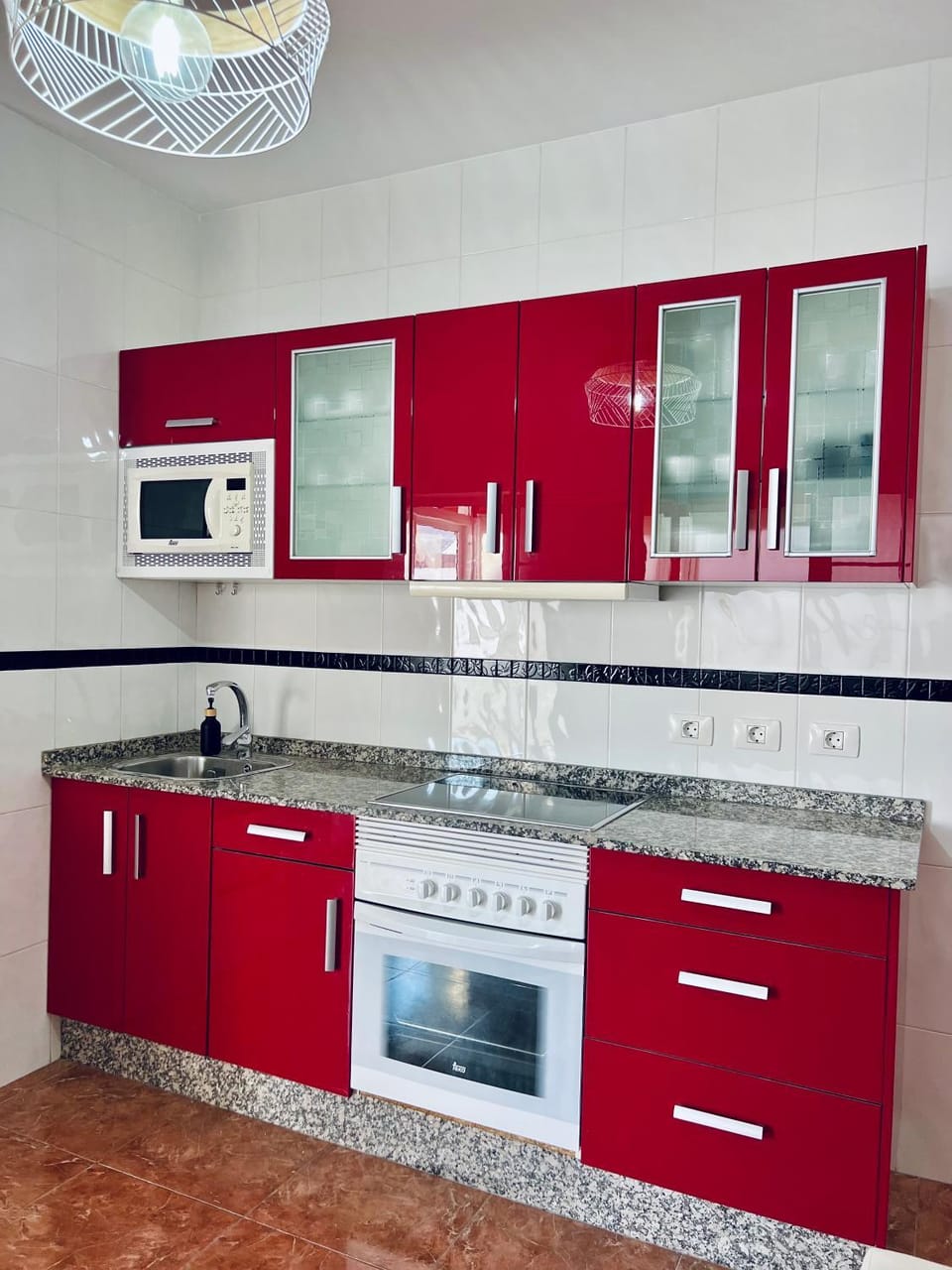 Kitchen or kitchenette, oven, stove