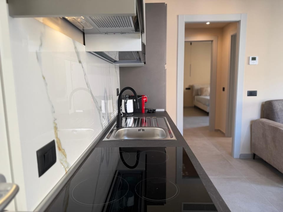 Kitchen or kitchenette, Dining area, dishwasher, stove, air conditioner