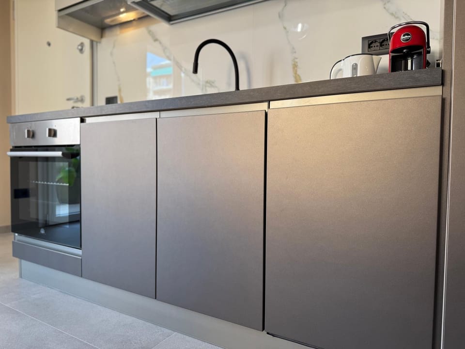 Kitchen or kitchenette, dishwasher, oven, stove