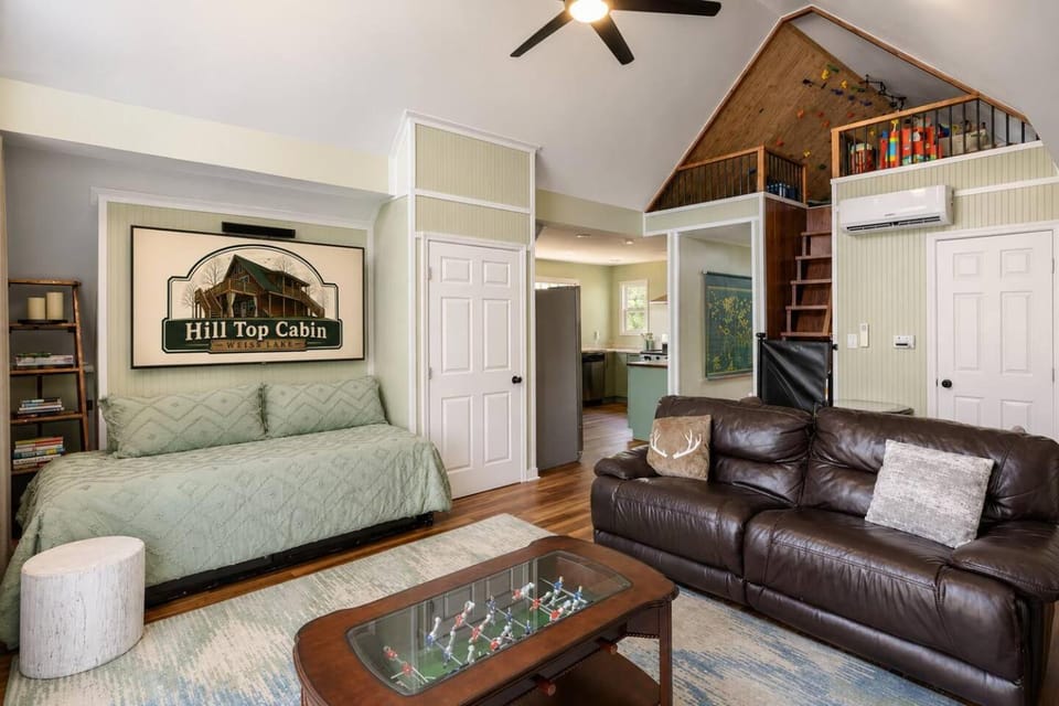 Family A-Frame, HotTub, FirePit, ClimbingWall, EVCharger, & More House in Weiss Lake