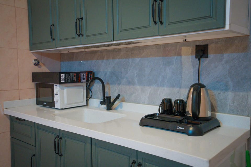 Coffee/tea facilities, Kitchen or kitchenette, stove