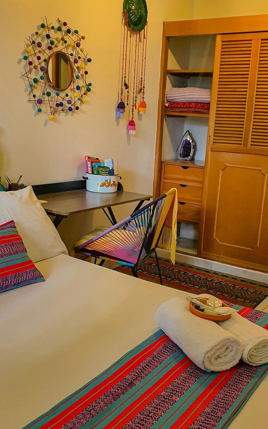 Bed, Photo of the whole room, Seating area, Bedroom, flat iron, furniture, sunbed, towels, trouser press, wardrobe