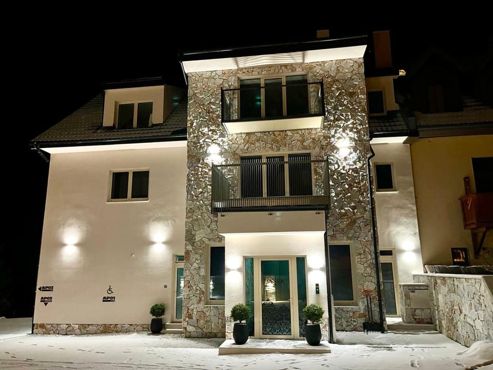 Property building, Facade/entrance, Night, Winter