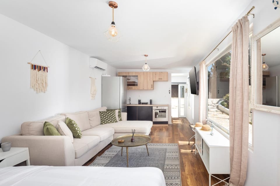 Bed, TV and multimedia, Kitchen or kitchenette, Living room, Photo of the whole room, Seating area, Dining area, Bedroom