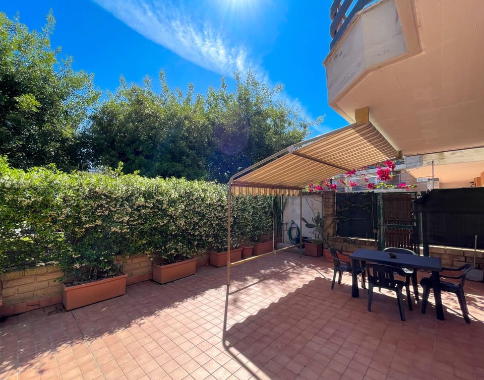 Property building, Patio, Spring, Day, Garden, View (from property/room), Dining area, Garden view