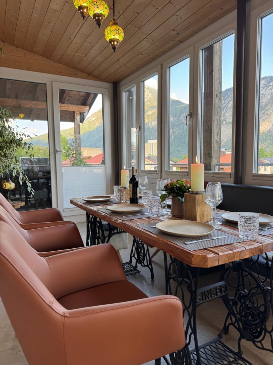 Natural landscape, Seating area, Dining area, Mountain view