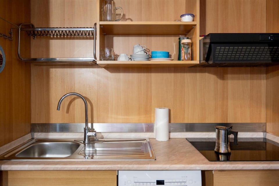 Kitchen or kitchenette, dishwasher, stove