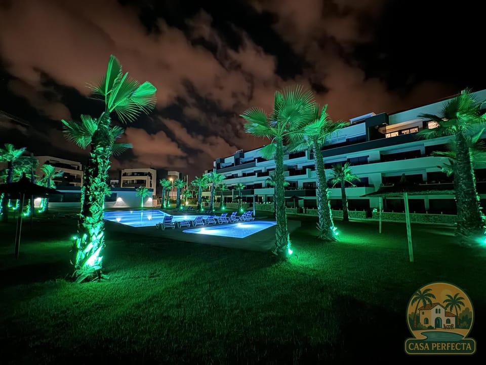 Night, Garden, Garden view, Pool view, Swimming pool